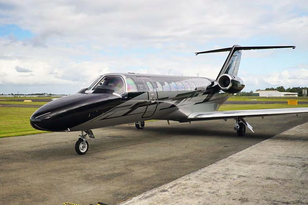 Exterior view of a 2015 Cessna Citation CJ3, VH-X8X.