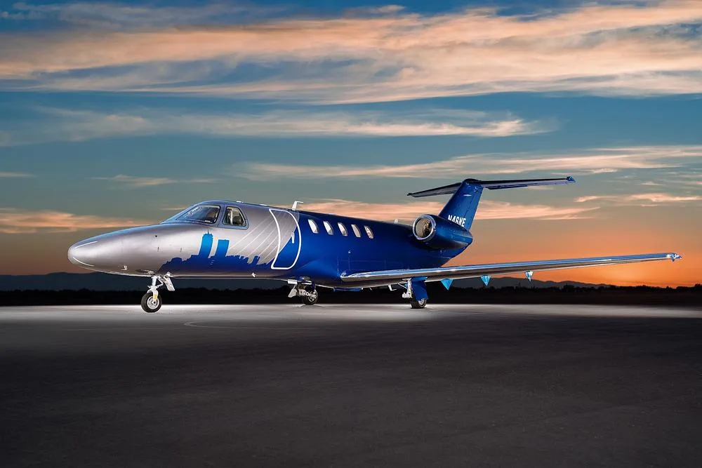 Exterior view of a 2012 Cessna Citation CJ4, N46NE.