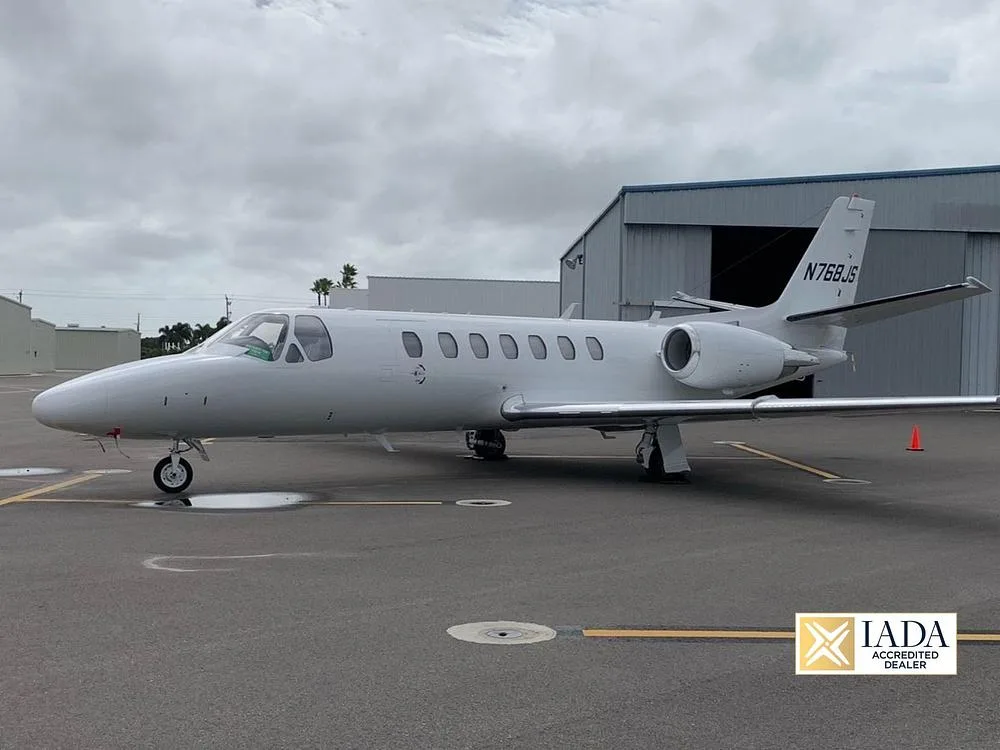 Exterior view of a 2007 Cessna Citation Encore, N768JS.