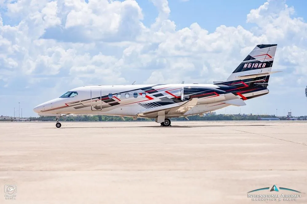 Exterior view of a 2016 Cessna Citation Latitude, N518KB.