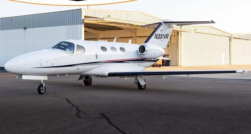 Exterior view of a 2007 Cessna Citation Mustang, N300VR.