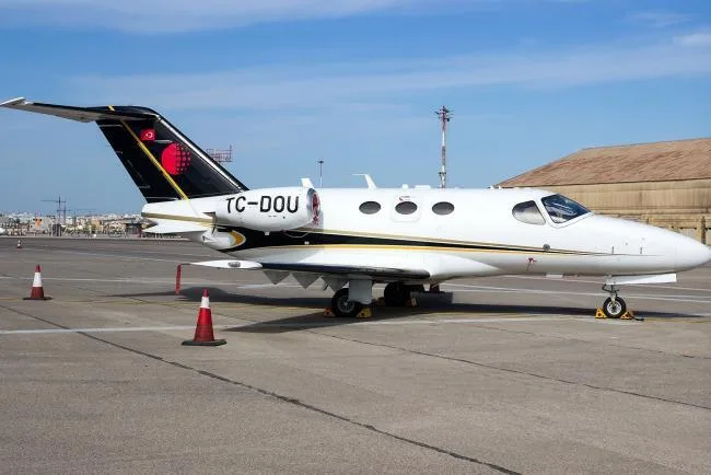 Exterior view of a 2010 Cessna Citation Mustang, TC-DOU.