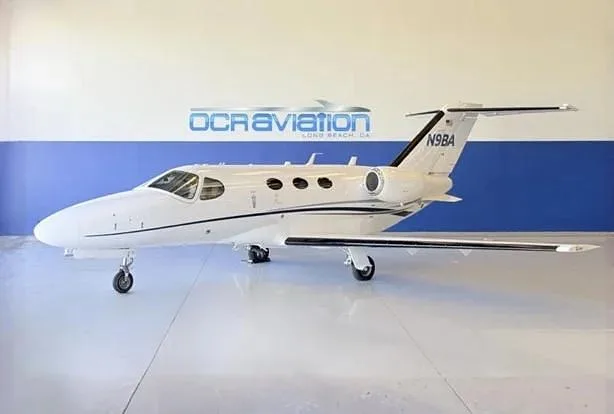 Exterior view of a 2009 Cessna Citation Mustang, N9BA.