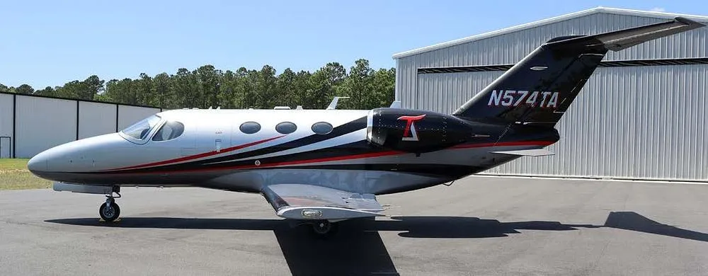 Exterior view of a 2013 Cessna Citation Mustang, N574TD.