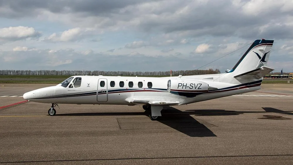 Exterior view of a 1980 Cessna Citation Sierra Eagle II SP, PH-SVZ.