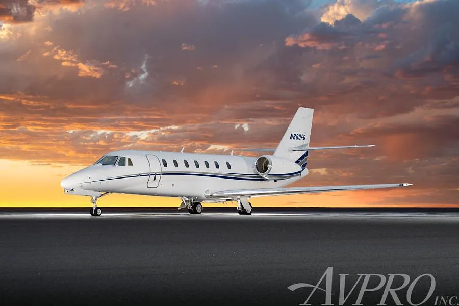 Exterior view of a 2009 Cessna Citation Sovereign, N680FD.