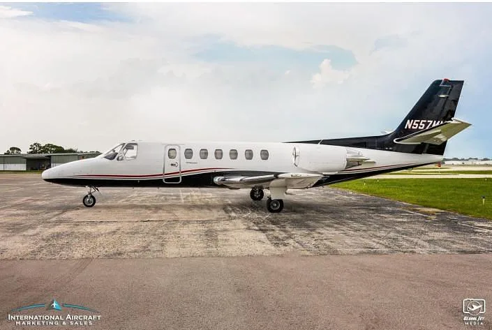 Exterior view of a 1990 Cessna Citation V, N557MM.