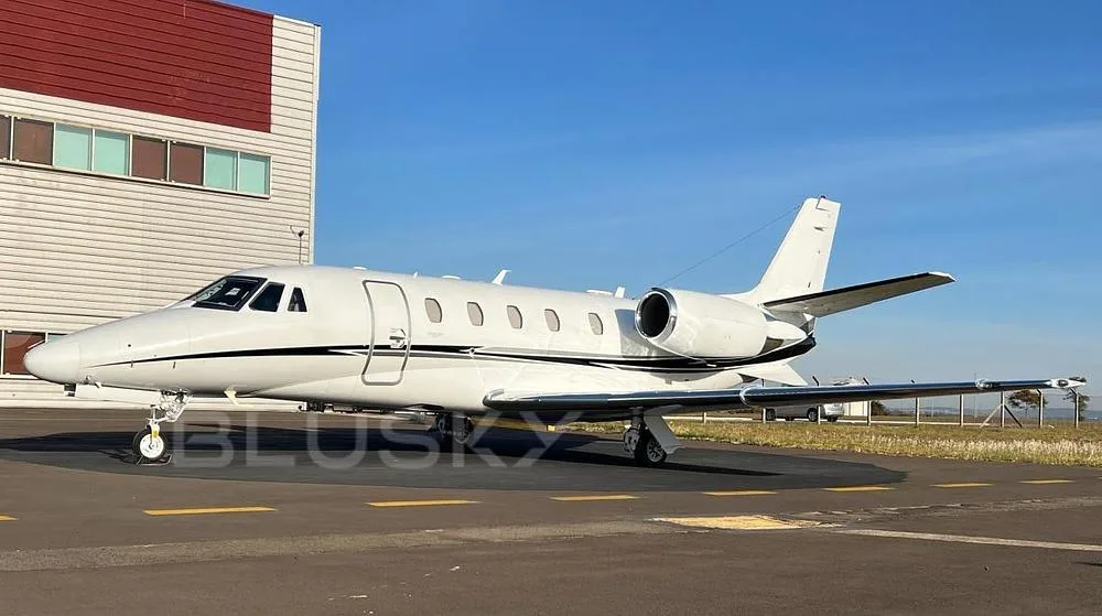 Exterior view of a 2021 Cessna Citation XLS, PS-MLV.