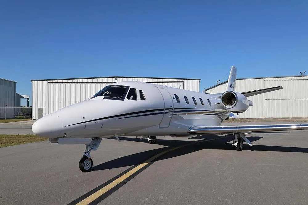 Exterior view of a 2015 Cessna Citation XLS, N68GN.