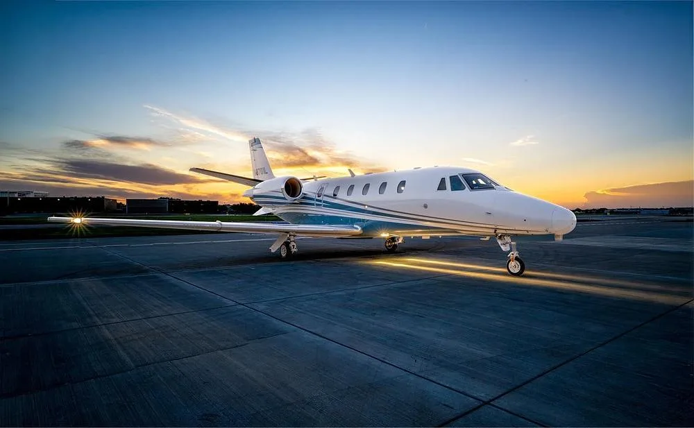Exterior view of a 2007 Cessna Citation XLS, N8701L.