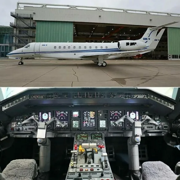 Avionics suite of a 2012 Embraer Legacy 650.