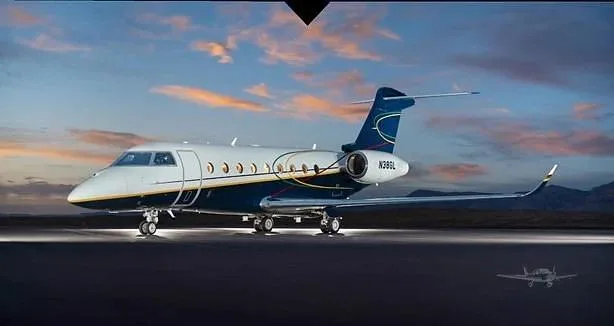 Exterior view of a 2012 Gulfstream, N38GL.