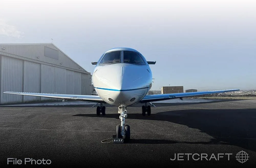 Exterior view of a 2008 Hawker 750, VT-RSR.