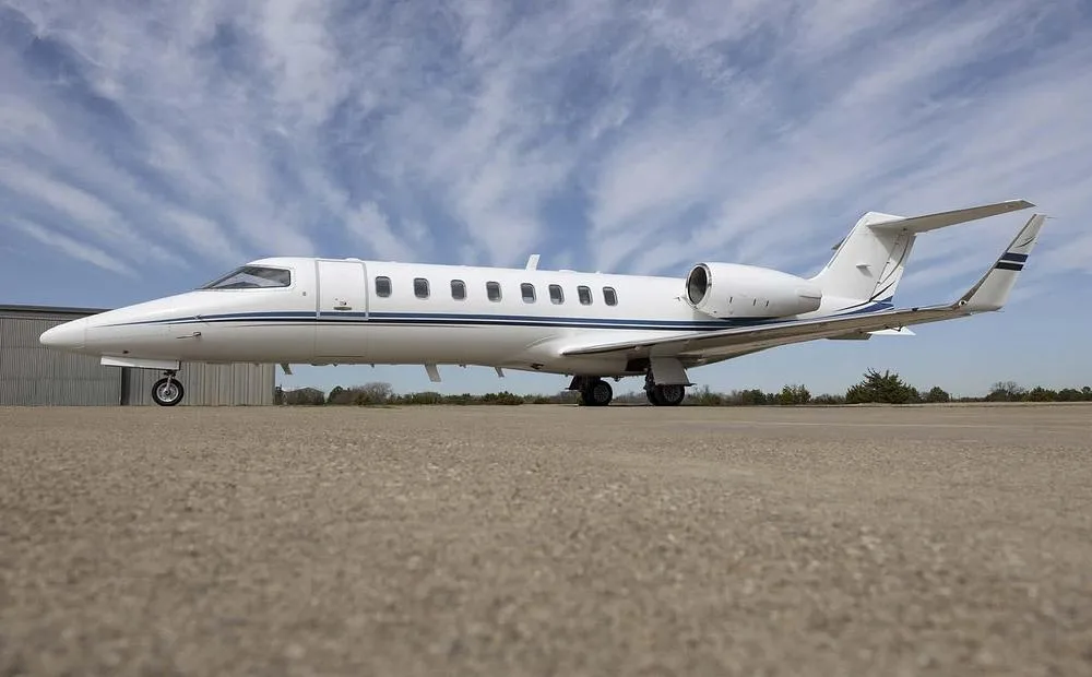 Exterior view of a 2001 Learjet 45XR, N373DG.