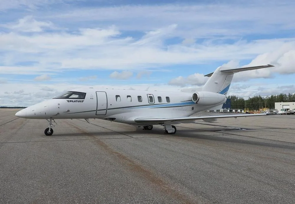 Exterior view of a 2023 Pilatus PC24, N254PV.