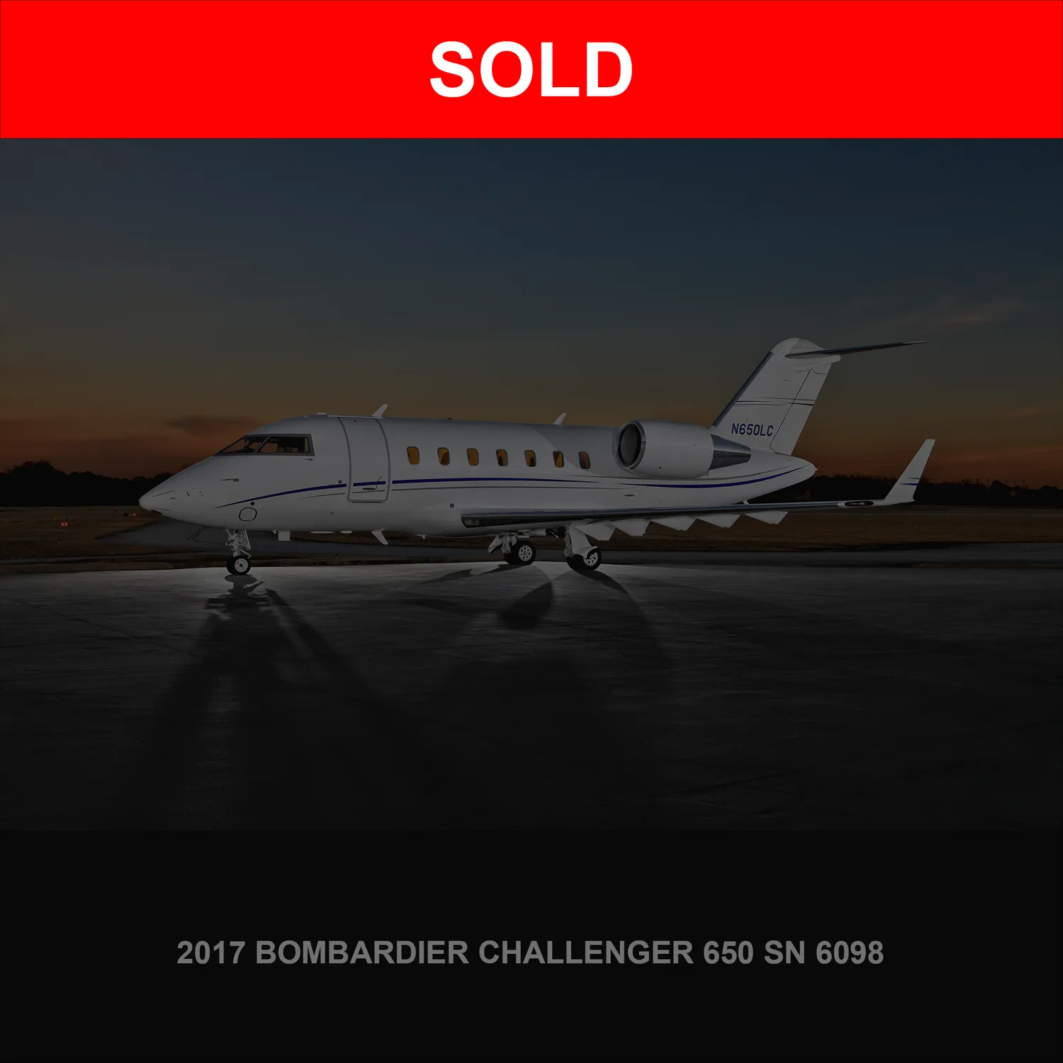 Exterior view of a 2017 Bombardier Challenger 650 | One US Owner | Large Cabin — Thoroughbred Aviation.