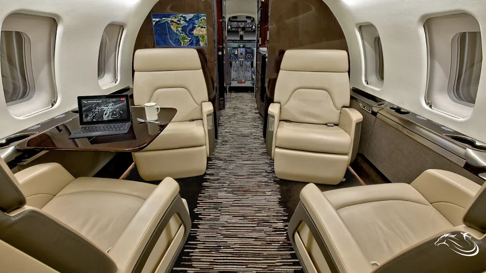 Cabin interior of a 2017 Bombardier Challenger 650 | One US Owner | Large Cabin — Thoroughbred Aviation.