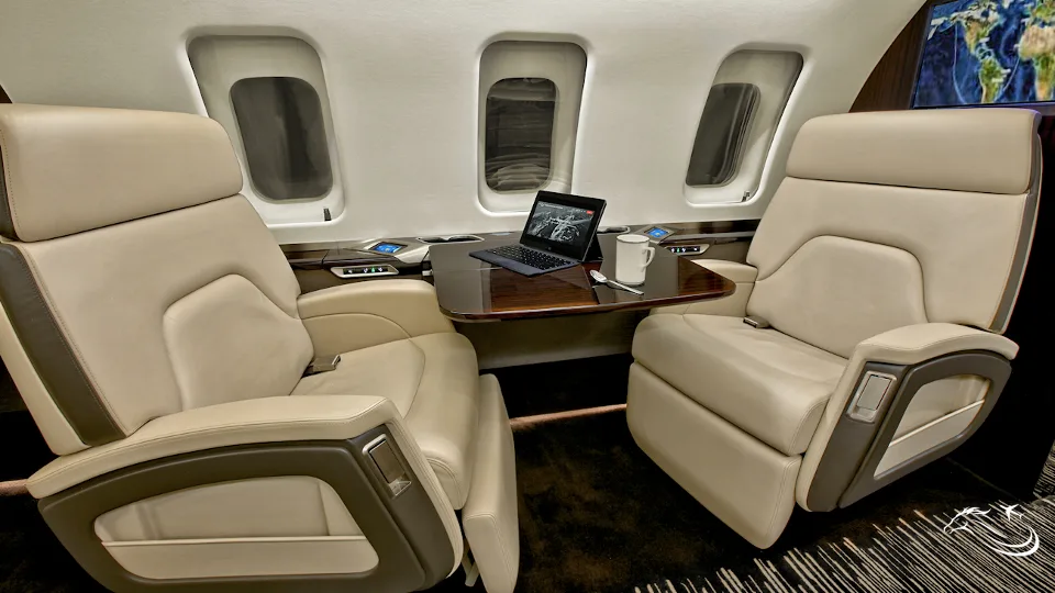 Cabin interior of a 2017 Bombardier Challenger 650 | One US Owner | Large Cabin — Thoroughbred Aviation.