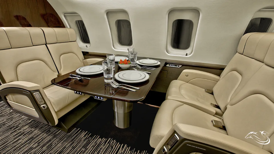 Cabin interior of a 2017 Bombardier Challenger 650 | One US Owner | Large Cabin — Thoroughbred Aviation.