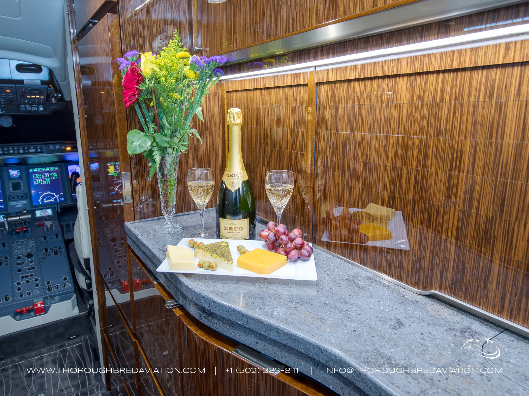 Cabin interior of a 2018 Bombardier Challenger 650 — Thoroughbred Aviation.