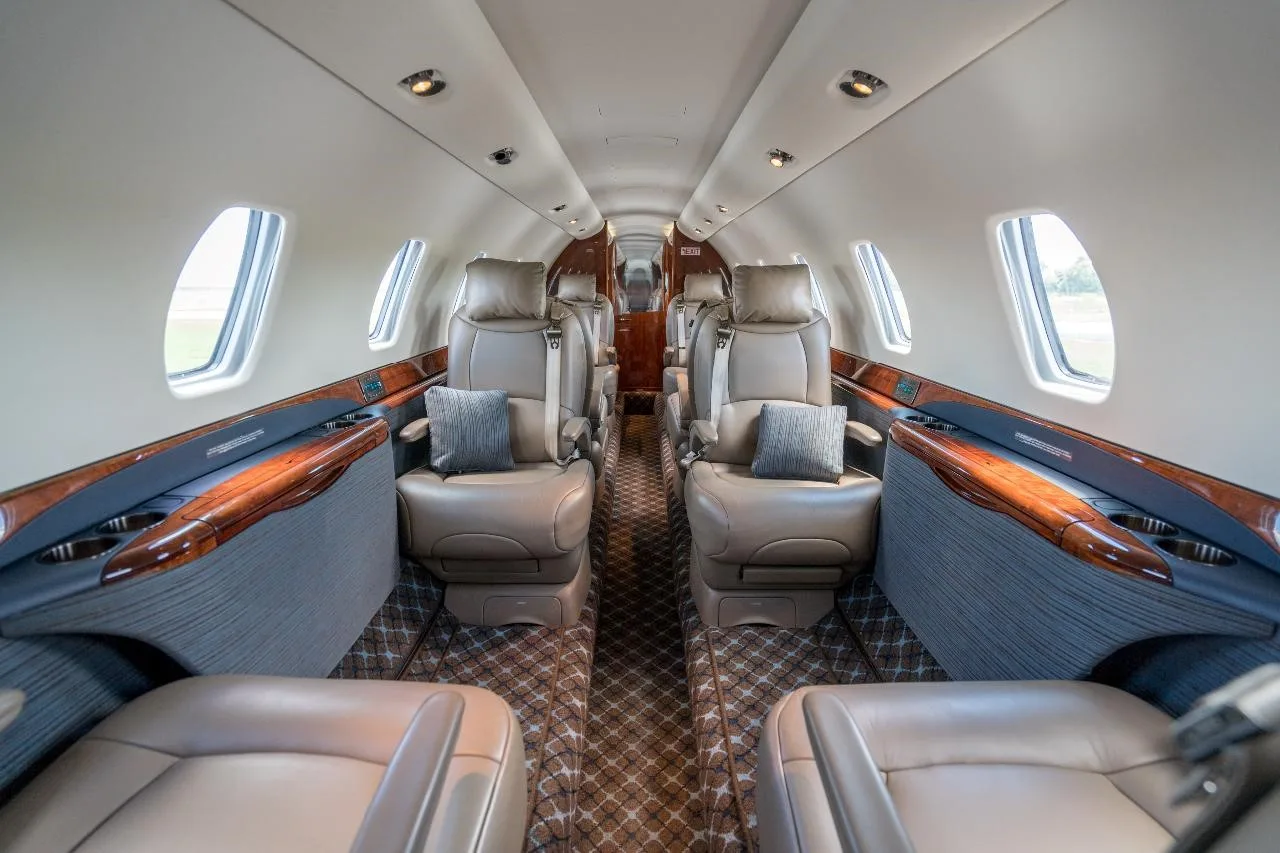 Cabin interior of a Cessna Citation Sovereign.