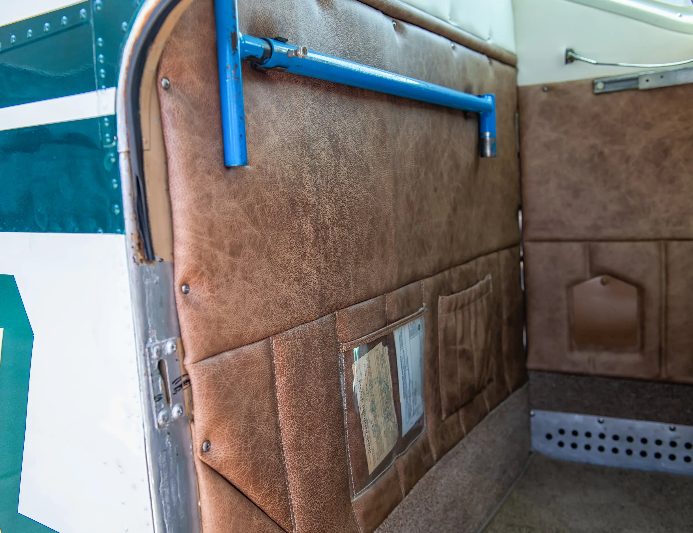 Cabin interior of a 1957 Beechcraft H35 Bonanza.