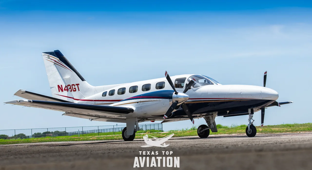 Exterior view of a 1978 Cessna Conquest II, N43GT.