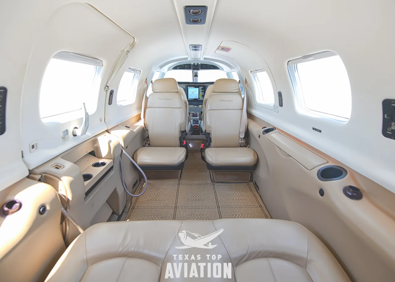 Cabin interior of a 2011 Piper PA46-500TP Meridian.