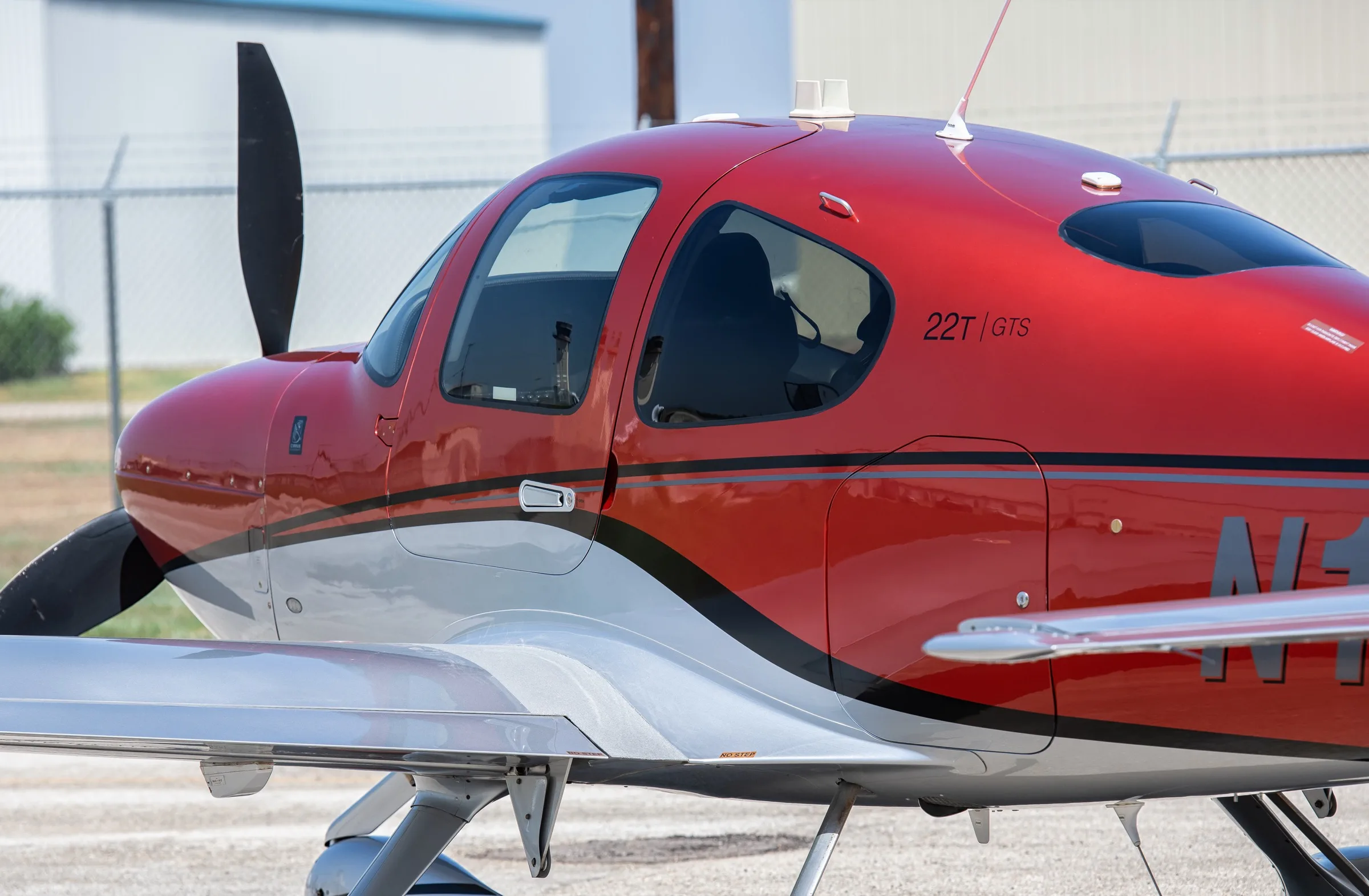 Exterior view of a 2017 Cirrus SR22T G6, N18CK.