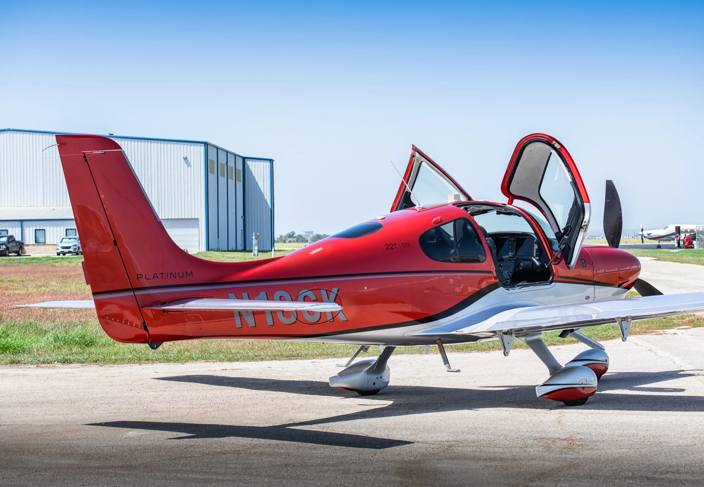 Exterior view of a 2017 Cirrus SR22T G6, N18CK.
