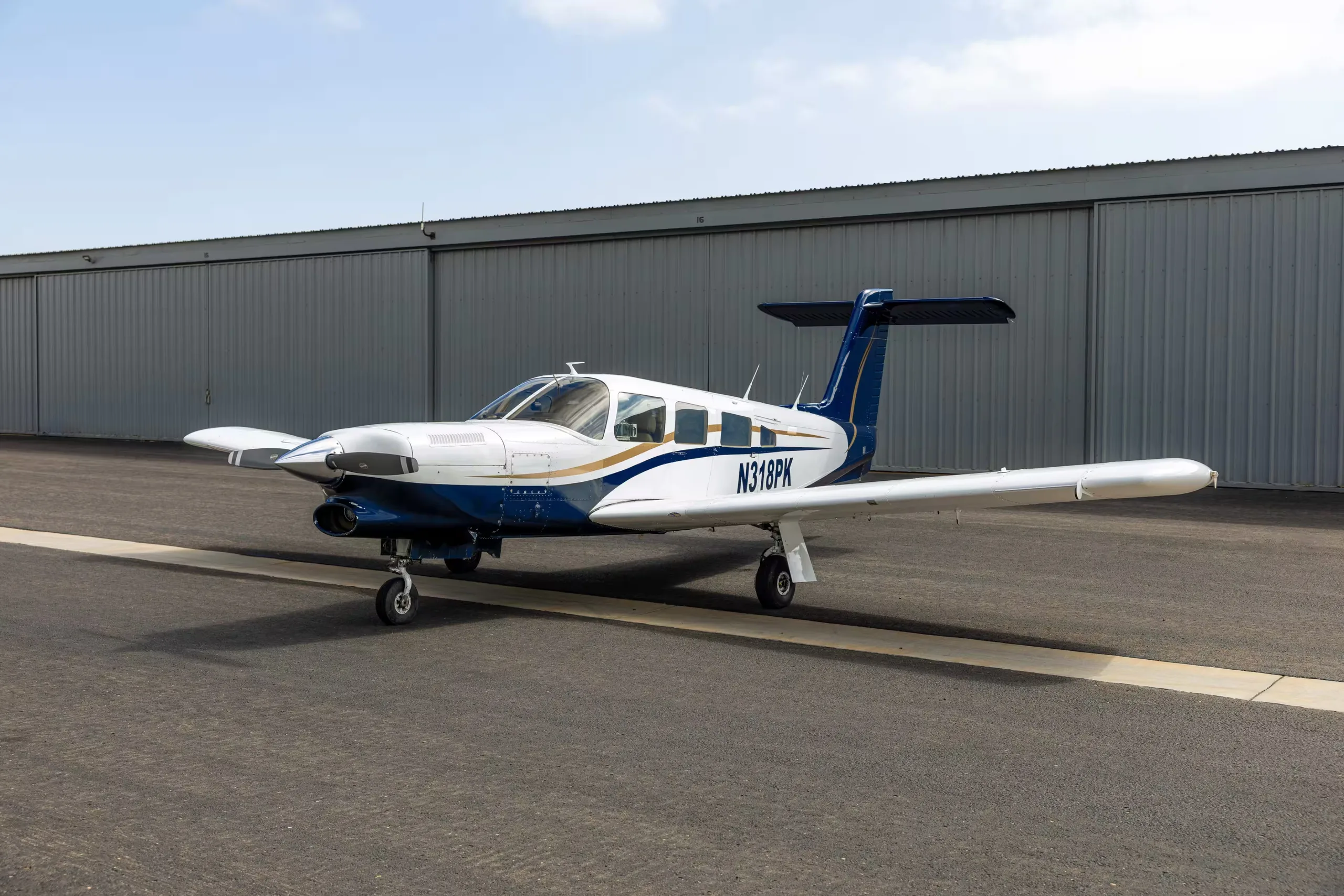Exterior view of a 1978 Piper Piston, N318PK.