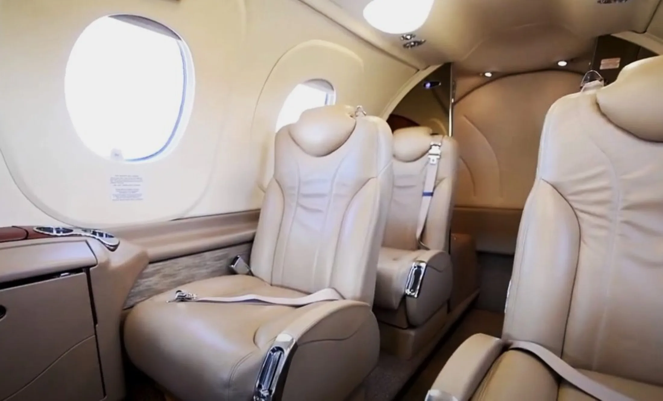 Cabin interior of a Beechcraft Premier I.