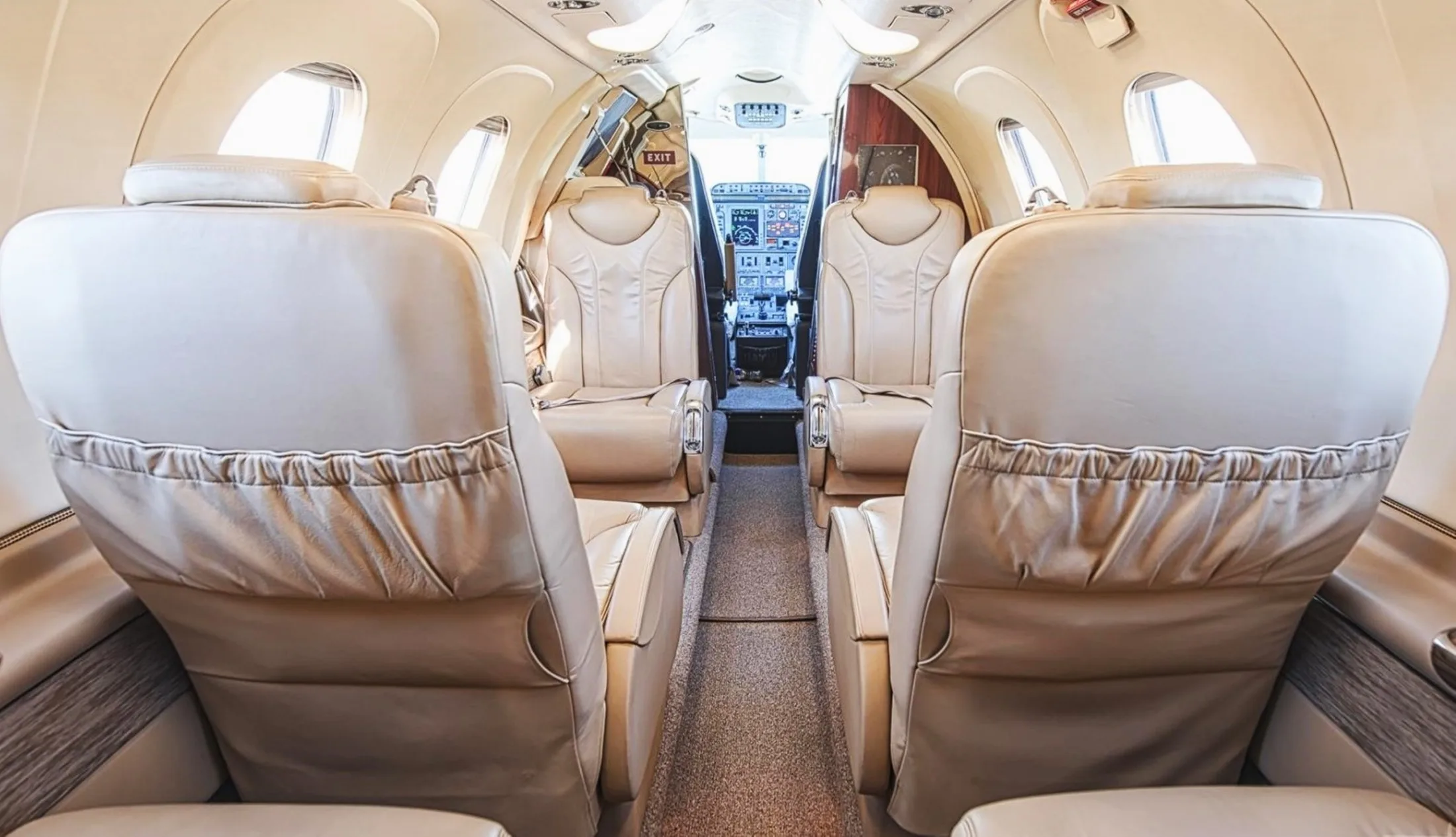 Cabin interior of a Beechcraft Premier I.