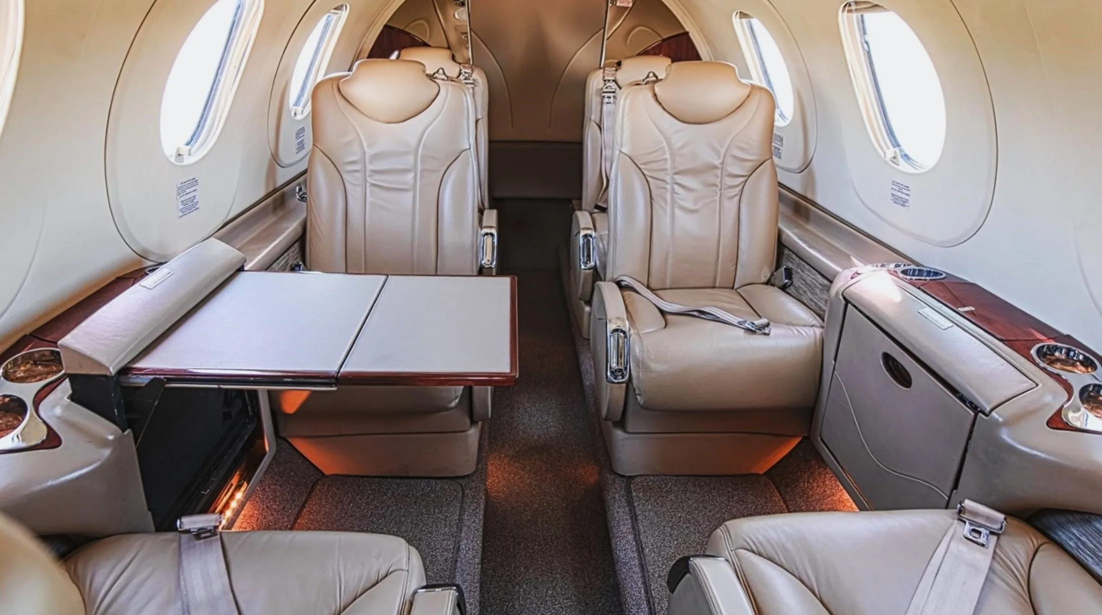 Cabin interior of a Beechcraft Premier I.