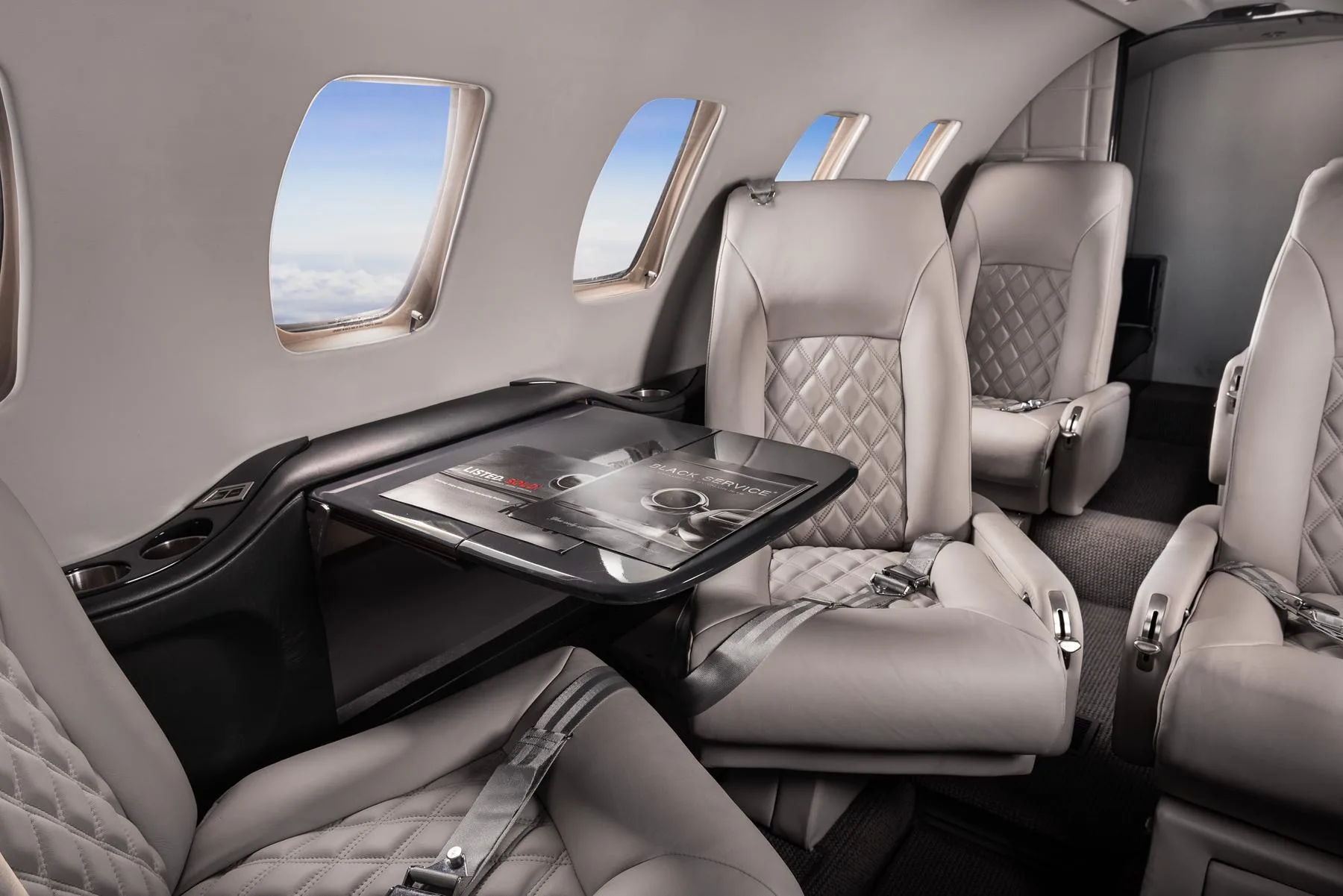 Cabin interior of a 2002 Cessna Citation Bravo.