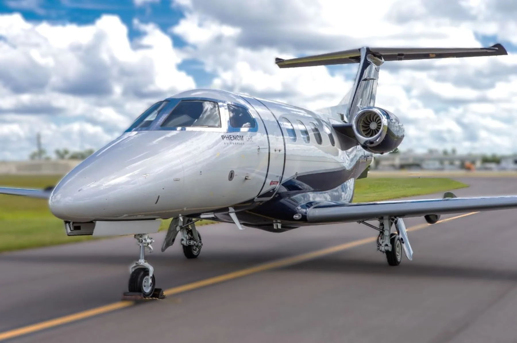 Exterior view of a Embraer Phenom 100E.