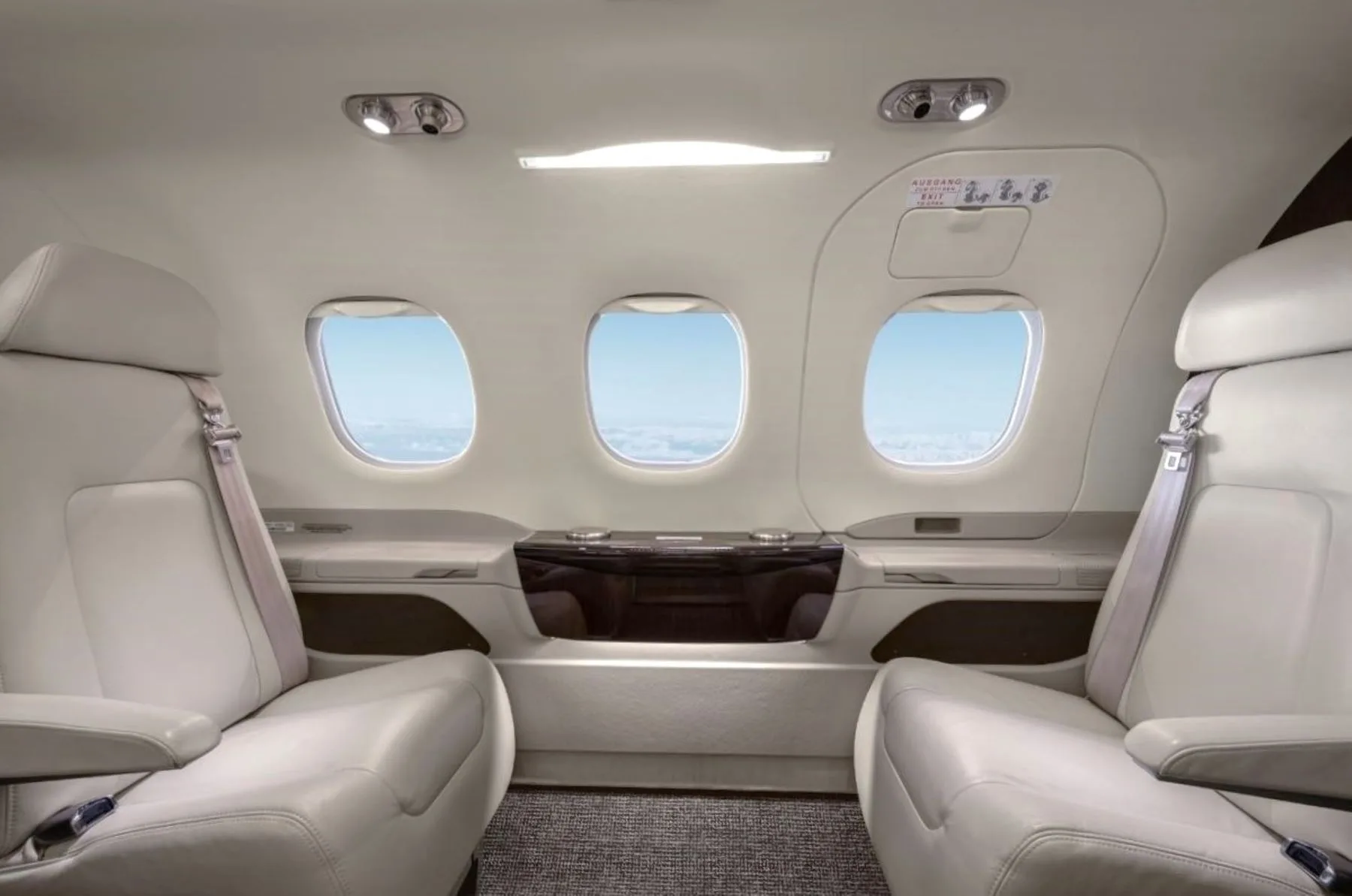 Cabin interior of a Embraer Phenom 100E.