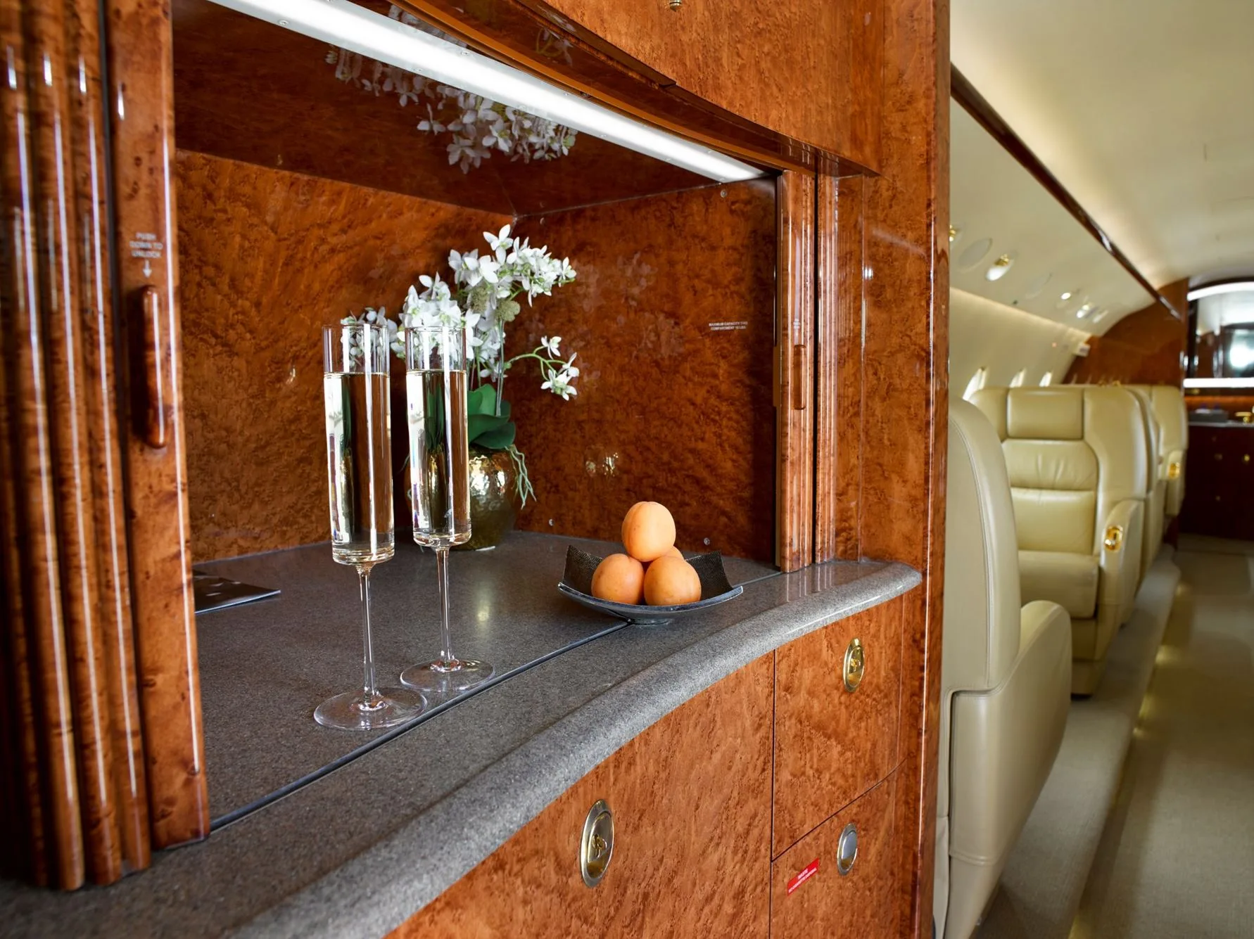 Cabin interior of a Gulfstream G200.