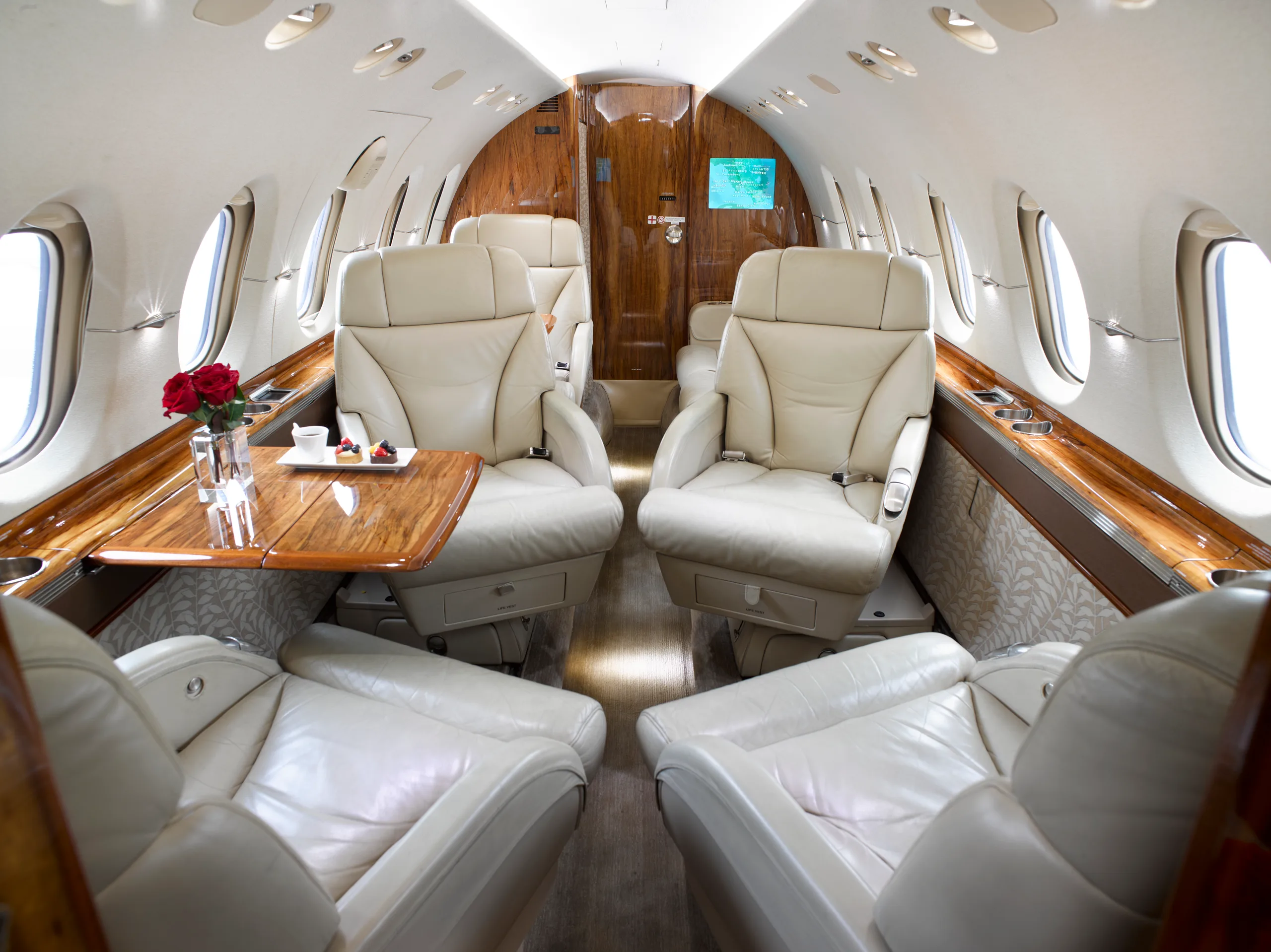Cabin interior of a Hawker 850XP.