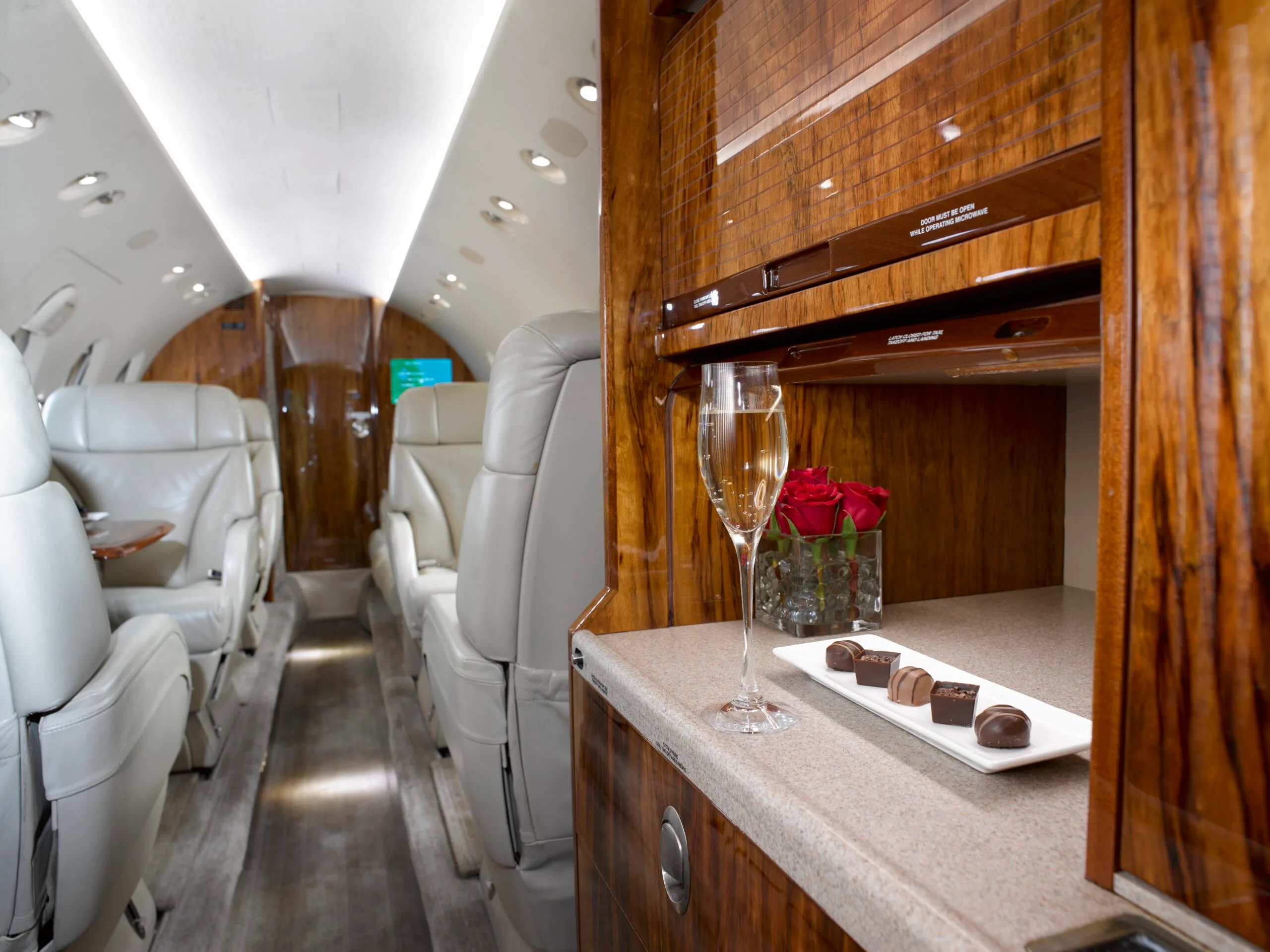 Cabin interior of a Hawker 850XP.