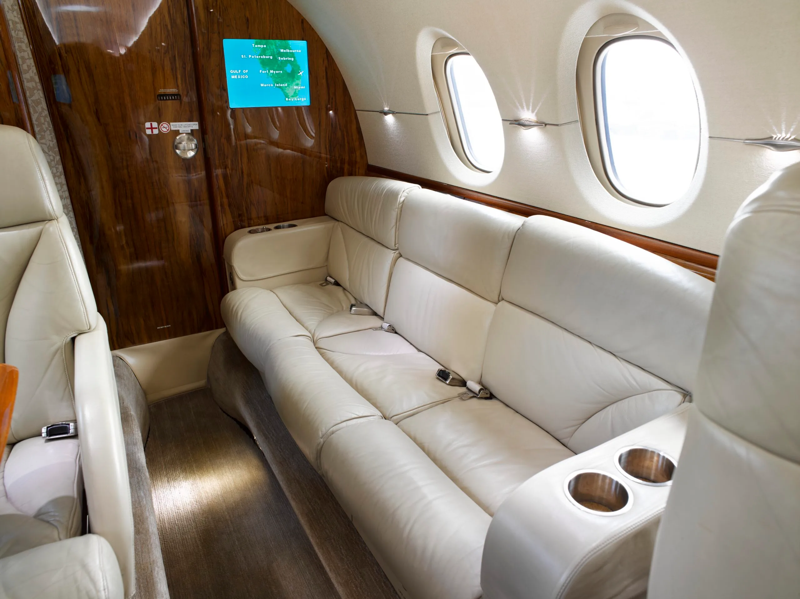 Cabin interior of a Hawker 850XP.