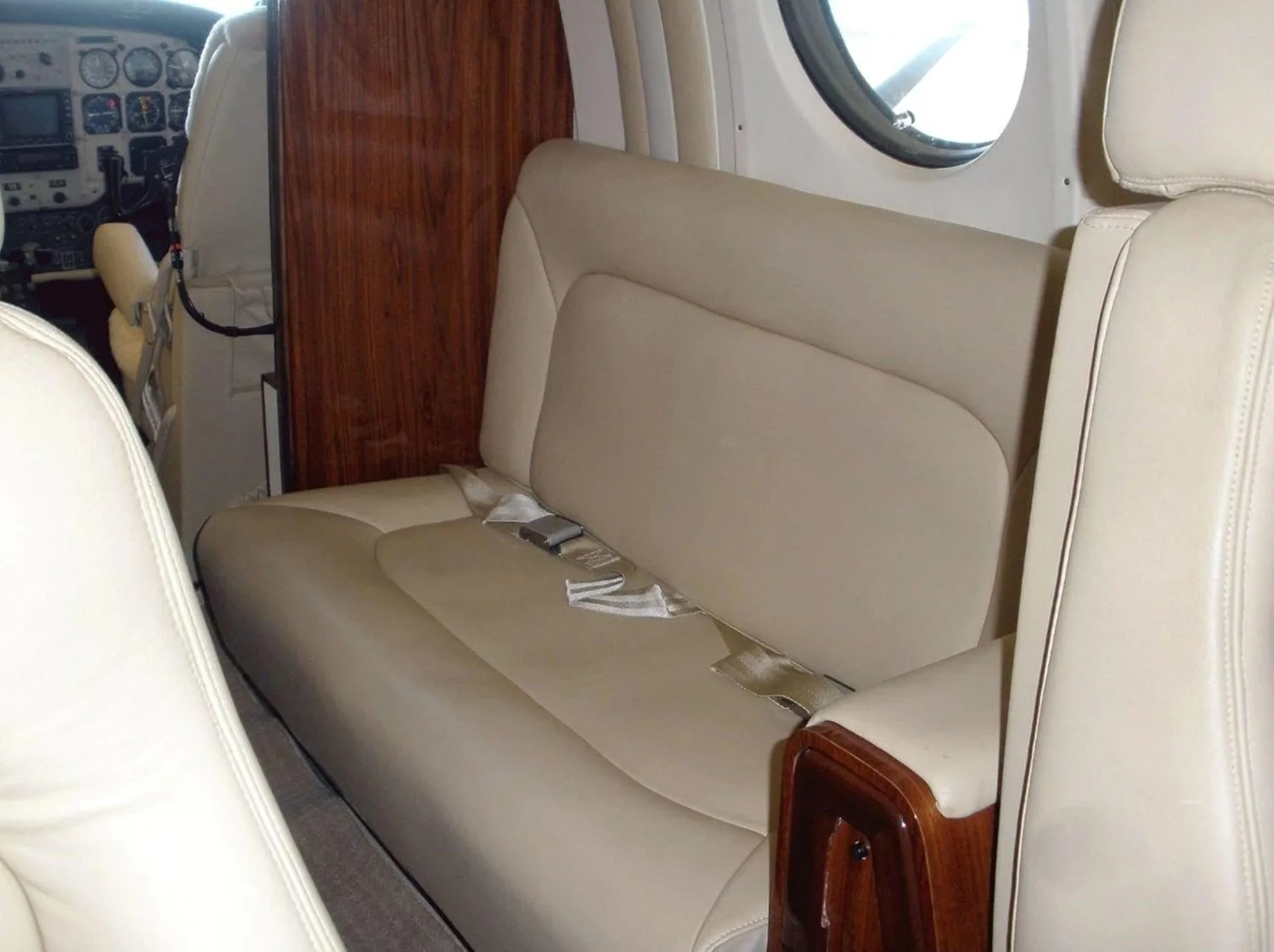 Cabin interior of a Beechcraft King Air 200.