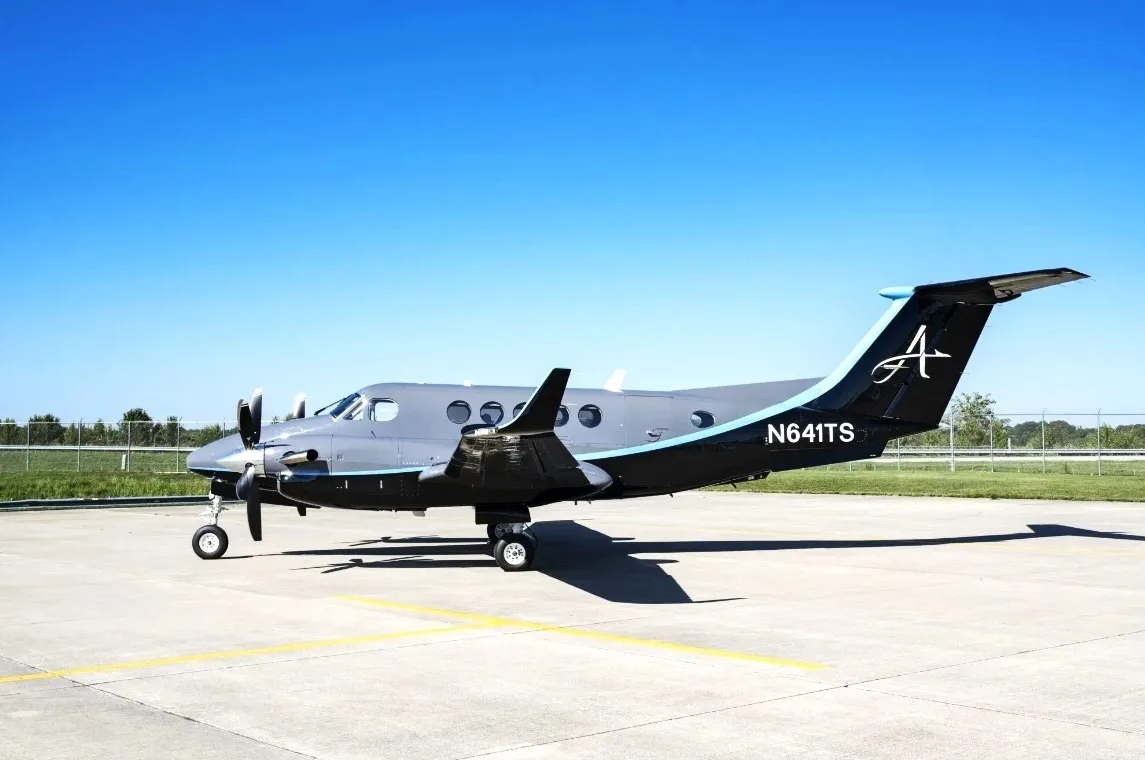 Exterior view of a Beechcraft King Air 200.