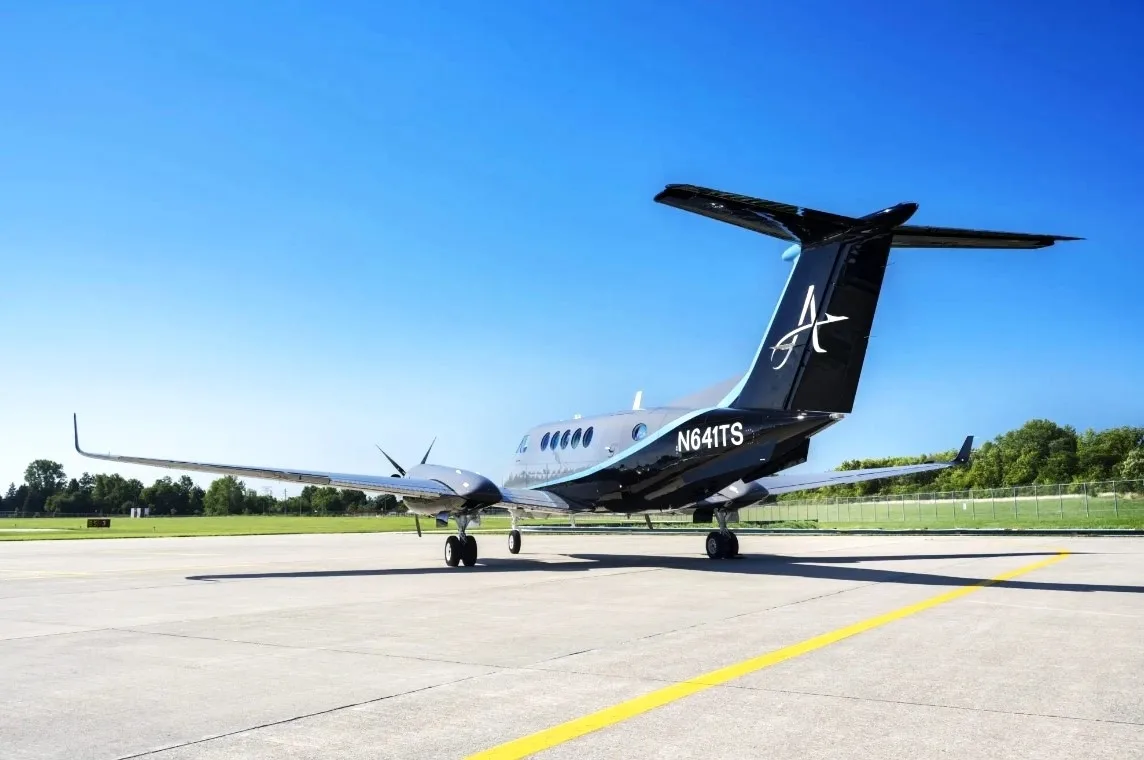 Exterior view of a Beechcraft King Air 200.