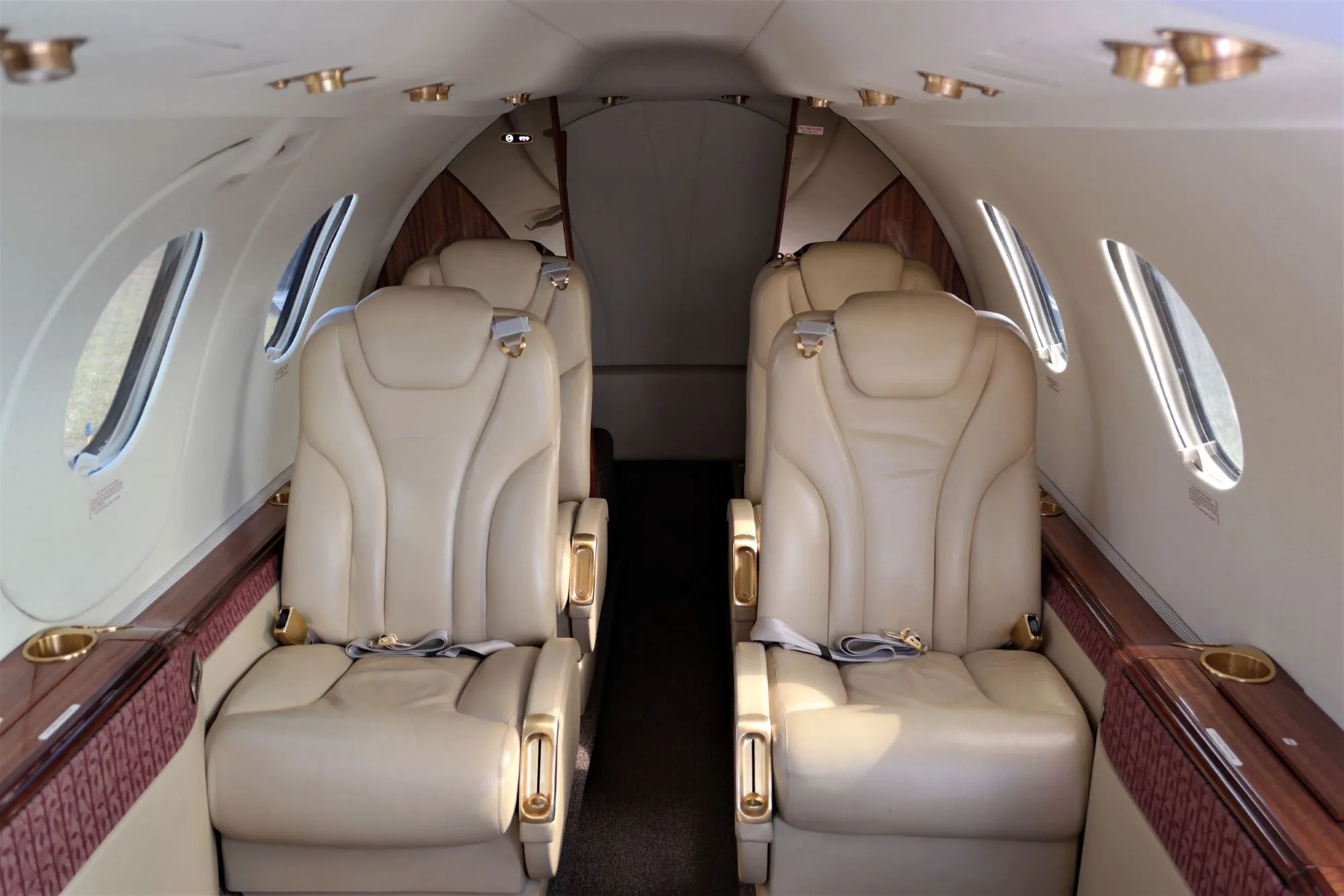 Cabin interior of a Beechcraft Premier 1A.