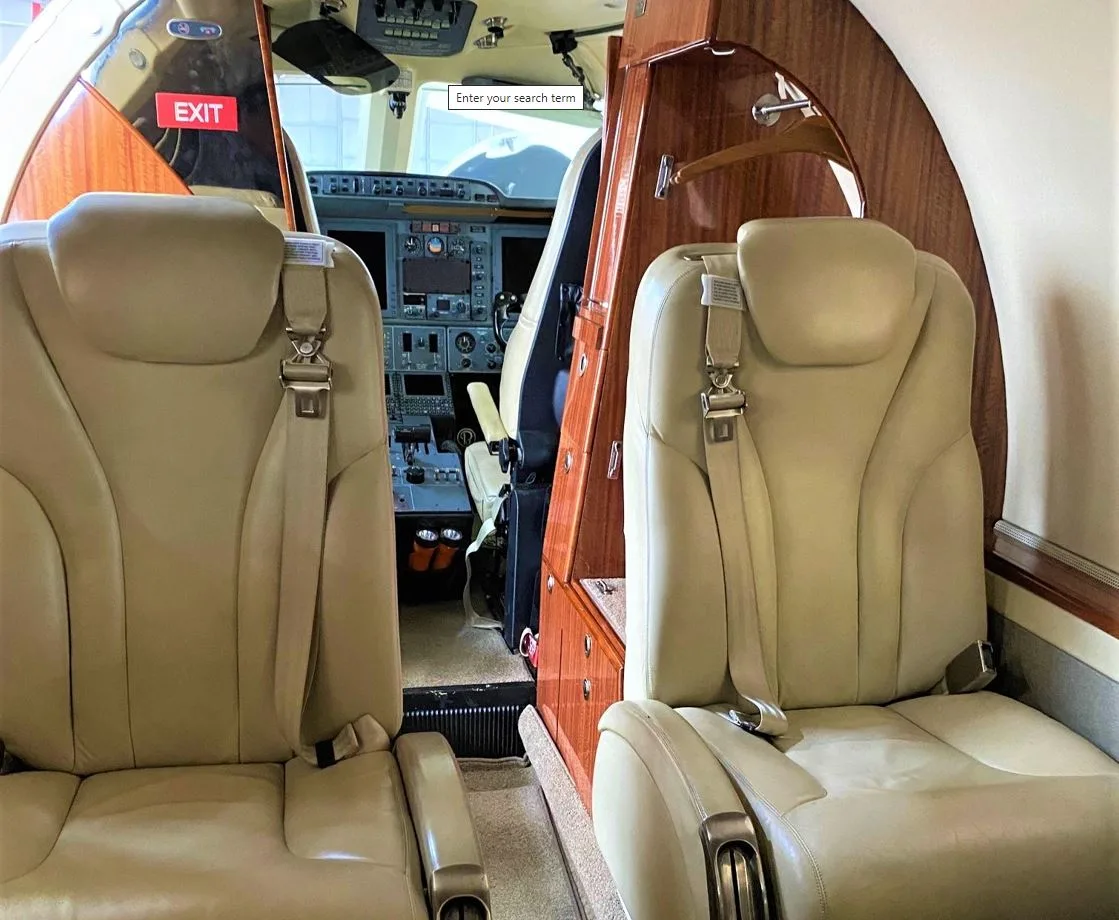 Cabin interior of a Beechcraft Premier 1A.