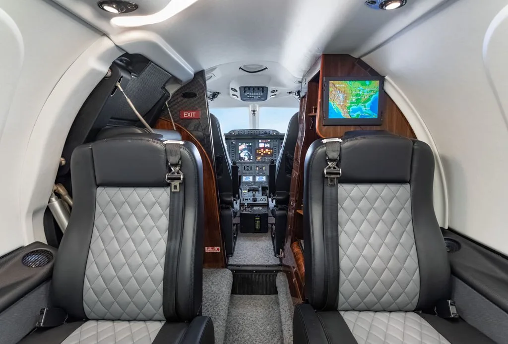 Cabin interior of a Beechcraft Premier I.