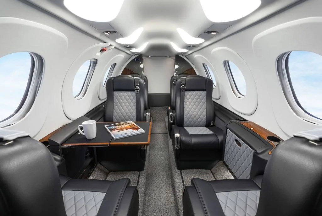 Cabin interior of a Beechcraft Premier I.