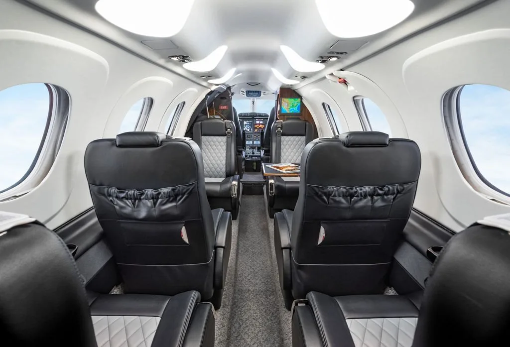 Cabin interior of a Beechcraft Premier I.