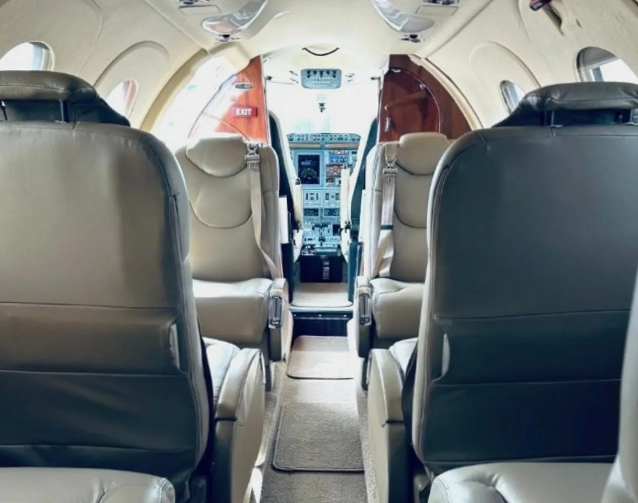 Cabin interior of a Beechcraft Premier I.